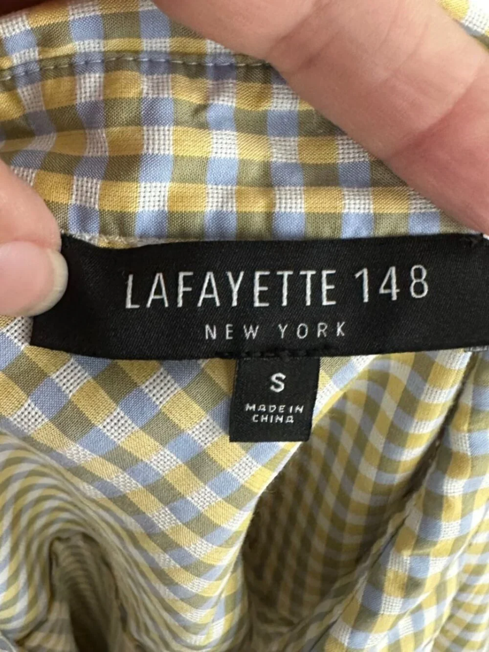 Lafayette 148 New York long-sleeve gingham check shirt - Picture 5 of 6